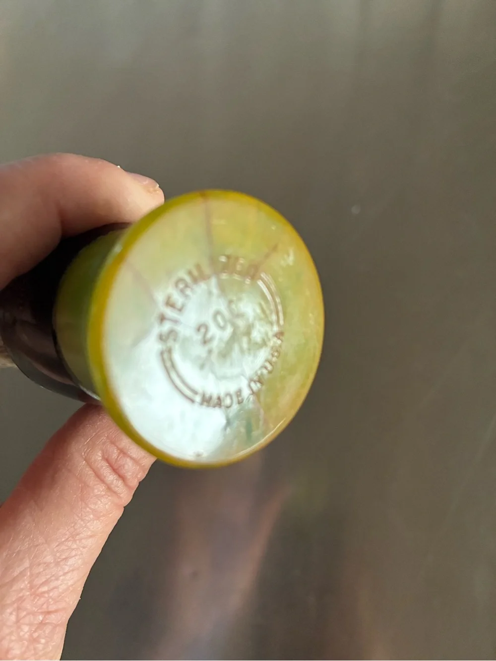 Shaving Brush Bakelite Catalan Yellow-Green W/ Boar or Badger Bristles VTG